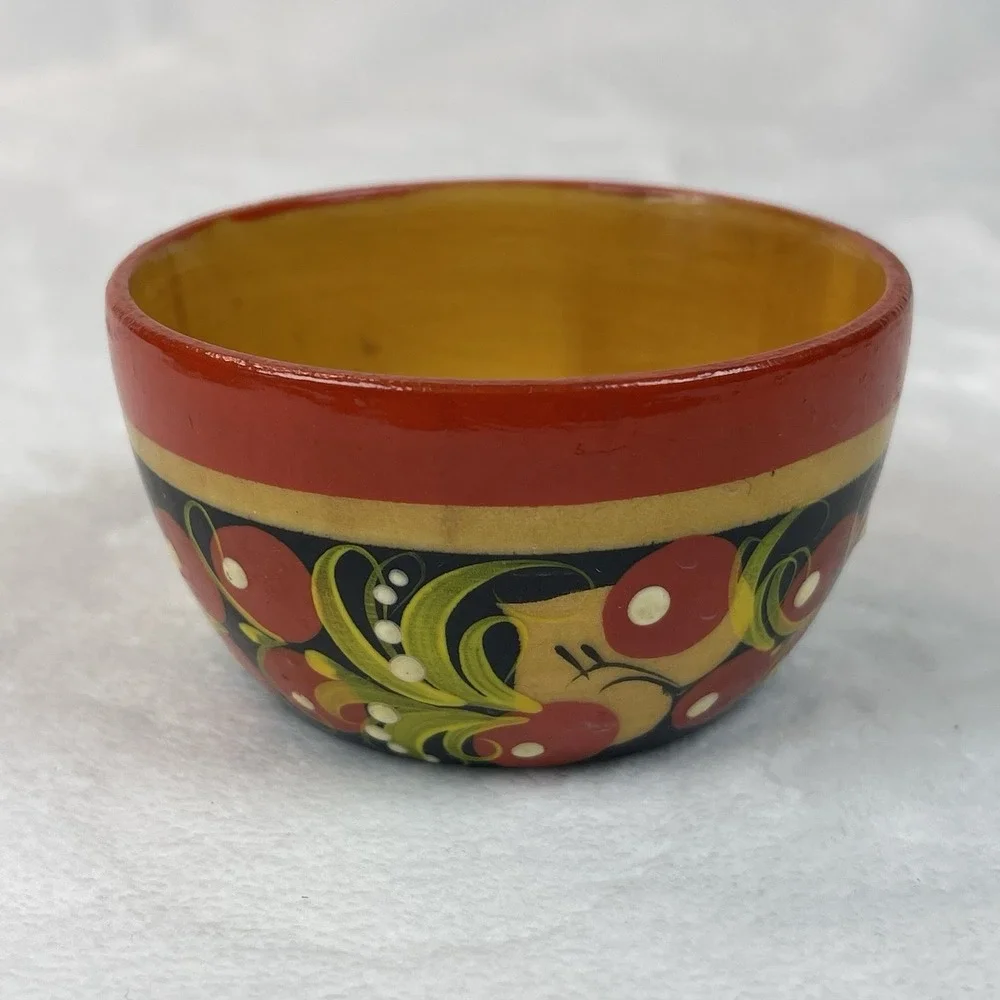Painted Wood Trinket Bowl & Bamboo Shell Tray Set – Small Decorative Dishes